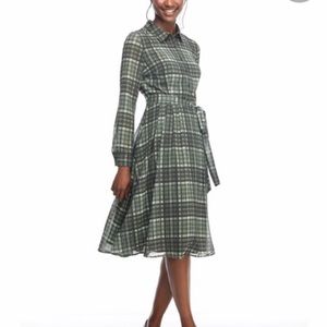 Gal Meets Glam, green plaid dress size 2P